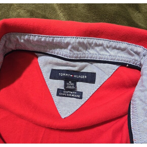 Tommy Hilfiger Polo Shirt Custom Fit Red Cotton Flag Classic XL - Picture 4 of 4